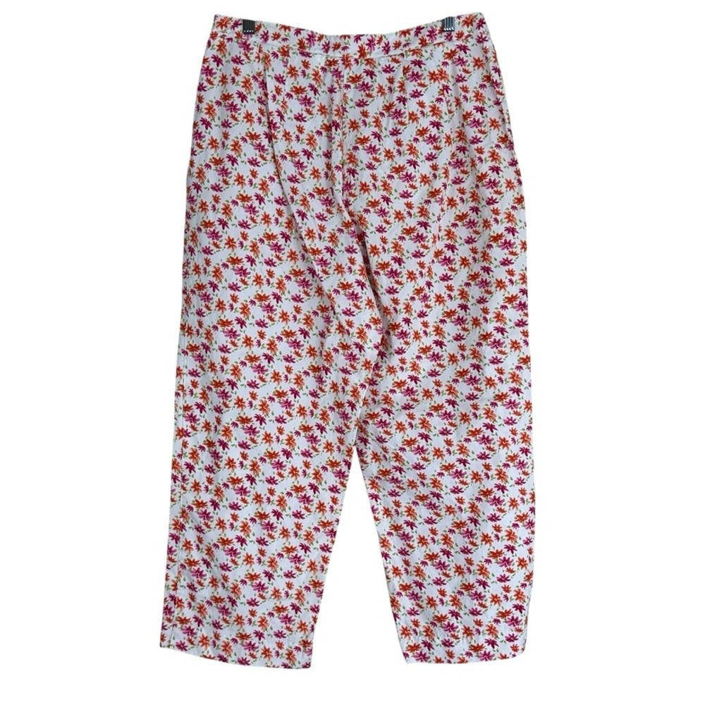 Liz Claiborne Floral 100% Cotton Cropped Capri Pants Coastal Grandmother Size 12 - Picture 4 of 5